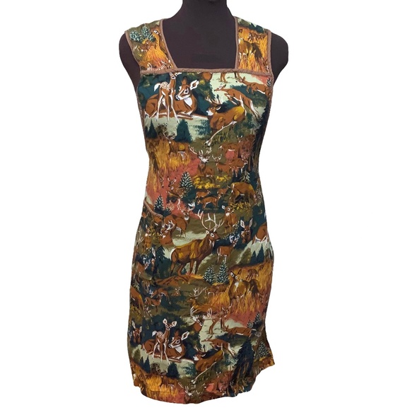 Pre-owned Vintage Deer & Forest Fabric Women’s Classic Kitchen Apron - Picture 1 of 7